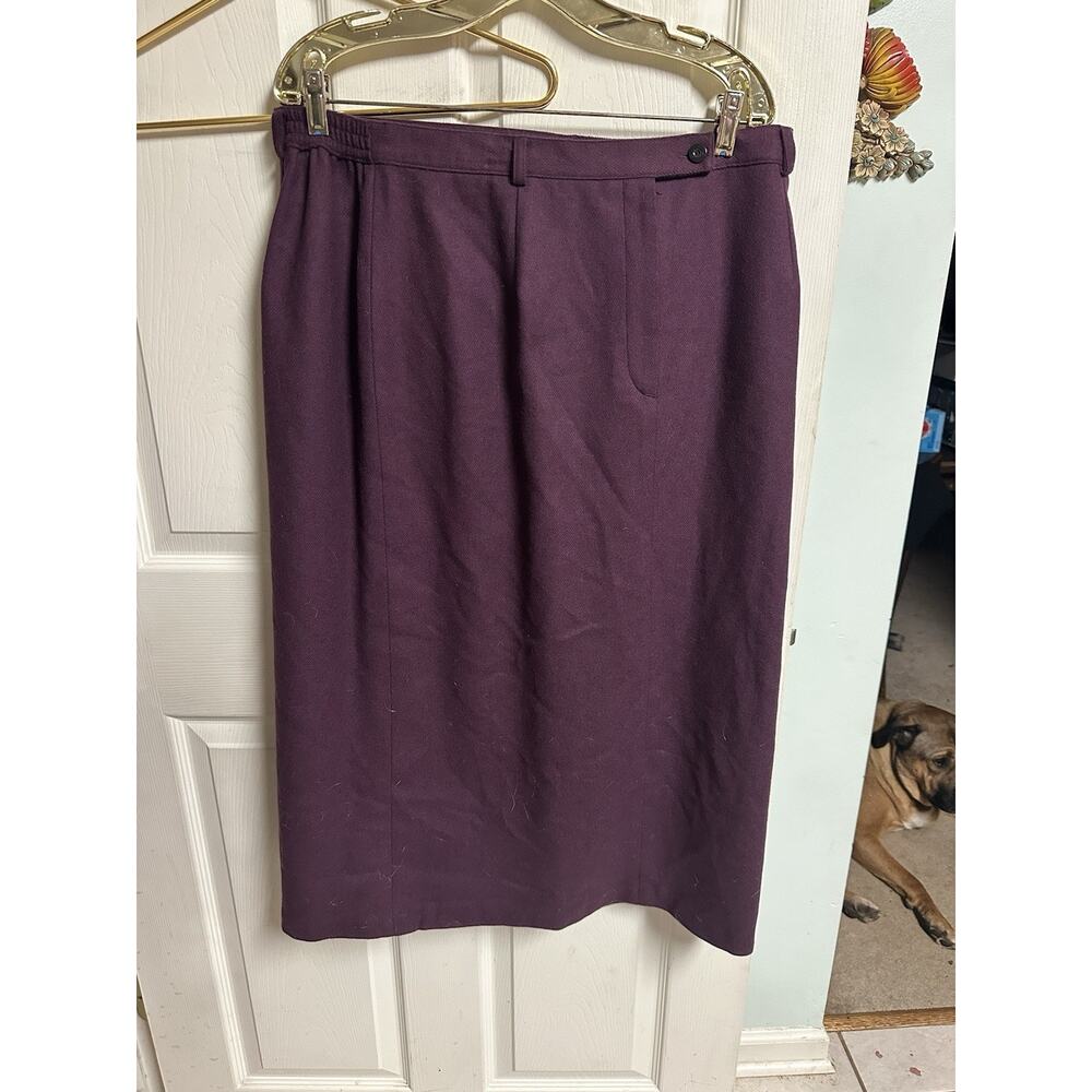 VNT NWT 1970s Purple Pure Wool Skirt A Line Sag Harb XL Sz 16 36x33 Slit Pockets